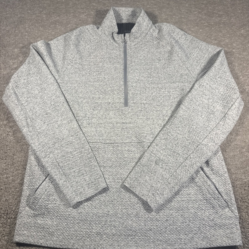 Lululemon At Ease Pullover Mens Large Gray Long Sleeve 1/4 Zip Athletic Top